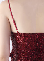 NZ Bridal Burgundy Sequin Spaghetti Straps Prom Dress 31365 Sadie detail1