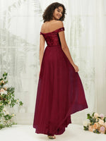 NZ Bridal Burgundy Sequin Tulle Maxi Prom Dress 00277ee Esther b