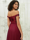 NZ Bridal Burgundy Sequin Tulle Maxi Prom Dress 00277ee Esther detail2