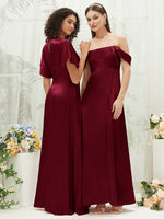NZ Bridal Burgundy Short Sleeves Satin bridesmaid dresses BG30301 Jesse g1