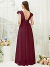 NZ Bridal Burgundy V Backless Flowy Tulle Maxi bridesmaid dresses R0410 Collins b