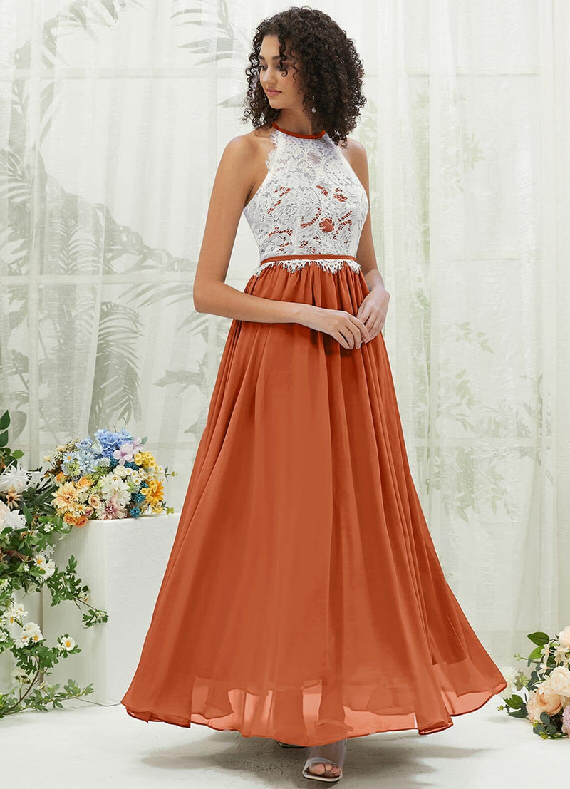 NZ Bridal Burnt Orange Lace Chiffon Flowy bridesmaid dresses TC0426 Heidi c