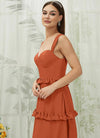 NZ Bridal Burnt Orange Straps Chiffon bridesmaid dresses R3701 Sloane d