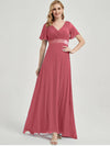 NZ Bridal Canyon Rose Chiffon Pleated V Neck bridesmaid dresses 09890ep Mei a