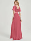 NZ Bridal Canyon Rose Chiffon Pleated V Neck bridesmaid dresses 09890ep Mei b