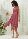 NZ Bridal Canyon Rose V Neck Sleeveless Chiffon Midi Length bridesmaid dresses 00207ep Evie b