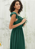 NZ Bridal Cap Sleeves Emerald Green Chiffon bridesmaid dresses R3702 Valerie d