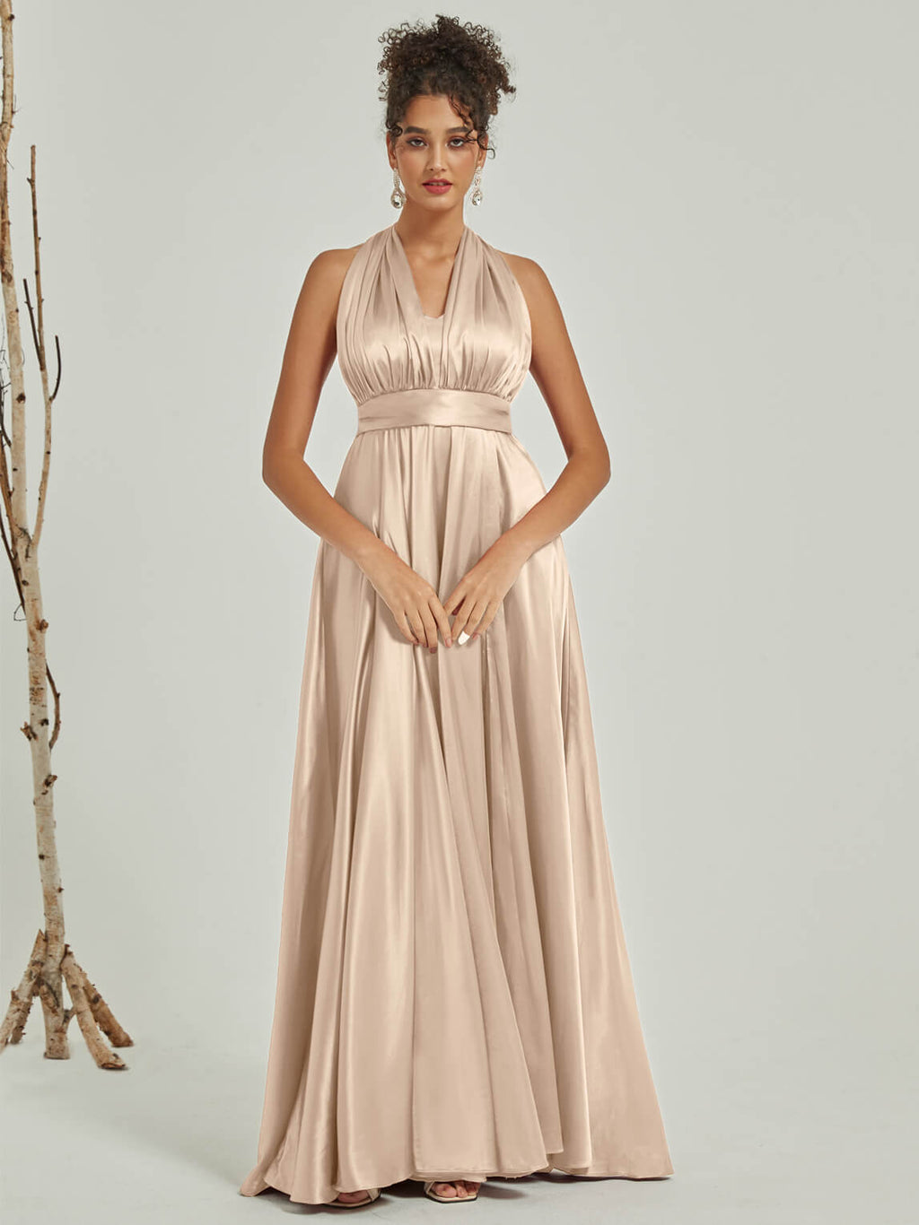 NZ Bridal Champagne Convertible Satin bridesmaid dresses JS30218 Winnie g1