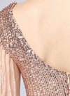 NZ Bridal Champagne Gold Cap Sleeves Sequin Maxi Slit Prom Dress 18630 Gianna detail1