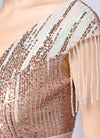 NZ Bridal Champagne Gold Cap Sleeves Sequin Maxi Slit Prom Dress 18630 Gianna detail3