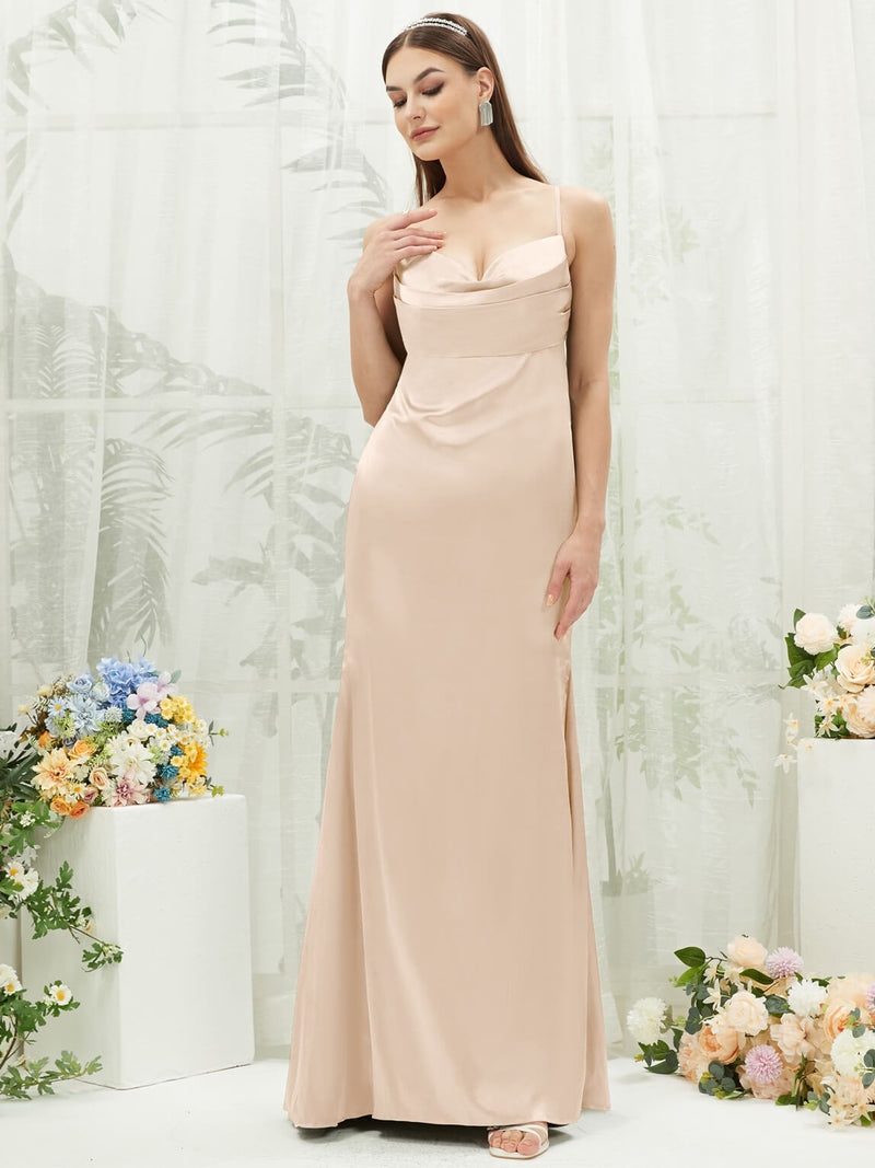 NZ Bridal Champagne Pleated Satin bridesmaid dresses CA221470 Rory d