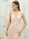 NZ Bridal Champagne Pleated Satin bridesmaid dresses CA221470 Rory detail1