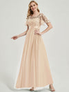 NZ Bridal Champagne Sequin Tulle Short Sleeves Maxi Prom Dress 00904EP MIyuki a