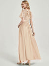 NZ Bridal Champagne Sequin Tulle Short Sleeves Maxi Prom Dress 00904EP MIyuki b