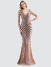 NZ Bridal Champagne Sheer V Neck Floor Length Sequin Prom Dress 18691yey Camilla a