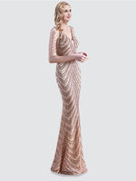 NZ Bridal Champagne Sheer V Neck Floor Length Sequin Prom Dress 18691yey Camilla c