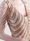 NZ Bridal Champagne Sheer V Neck Floor Length Sequin Prom Dress 18691yey Camilla detail1