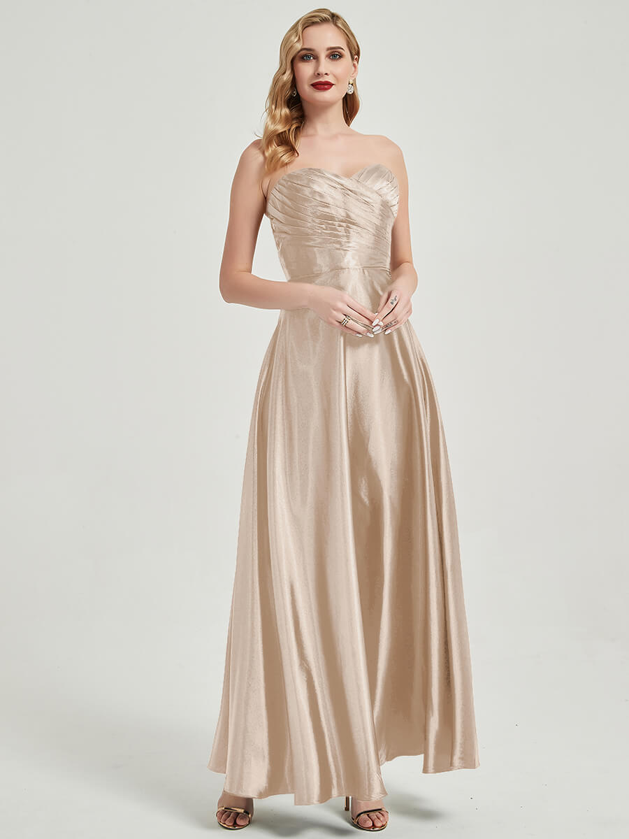 NZ Bridal Champagne Strapless Maxi Satin bridesmaid dresses 587XC Lillie a