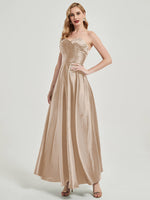 NZ Bridal Champagne Strapless Maxi Satin bridesmaid dresses 587XC Lillie d