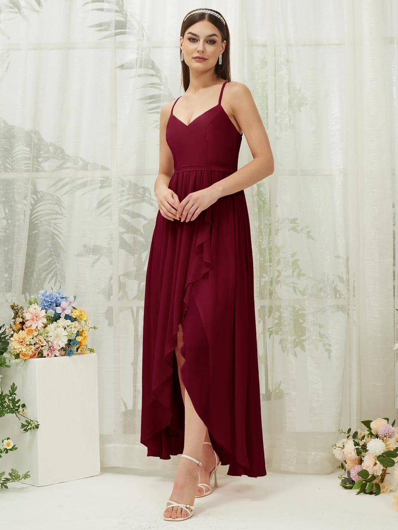 NZ Bridal Chiffon Burgundy Criscross Backless bridesmaid dresses 01691es Esme a