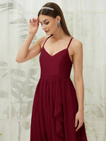 NZ Bridal Chiffon Burgundy Criscross Backless bridesmaid dresses 01691es Esme detail1