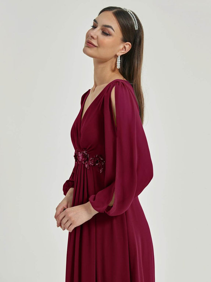 NZ Bridal Chiffon Burgundy Maxi bridesmaid dresses 00461ep Liv d