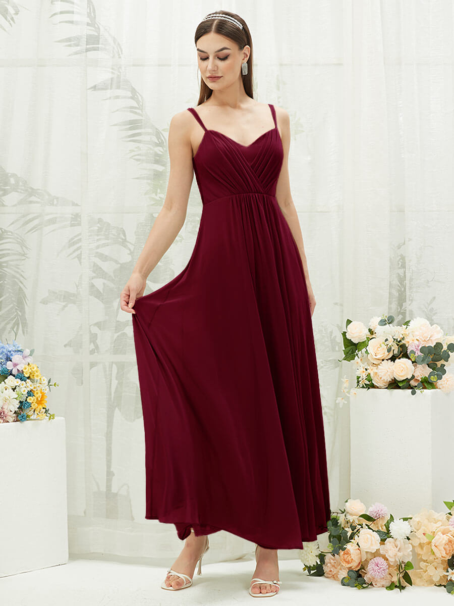 NZ Bridal Chiffon Burgundy Open V Back bridesmaid dresses 01692ES Aria a