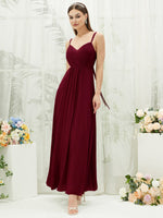 NZ Bridal Chiffon Burgundy Open V Back bridesmaid dresses 01692ES Aria d