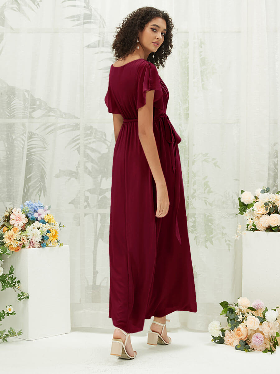 NZ Bridal Chiffon Burgundy Wrap bridesmaid dresses 0164aEE Mila a