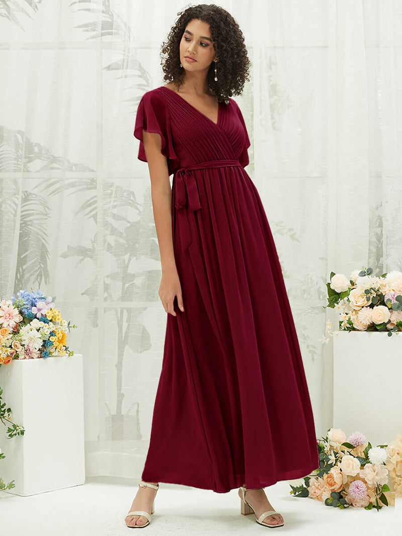 NZ Bridal Chiffon Burgundy Wrap bridesmaid dresses 0164aEE Mila c