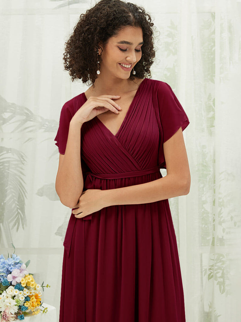 NZ Bridal Chiffon Burgundy Wrap bridesmaid dresses 0164aEE Mila d