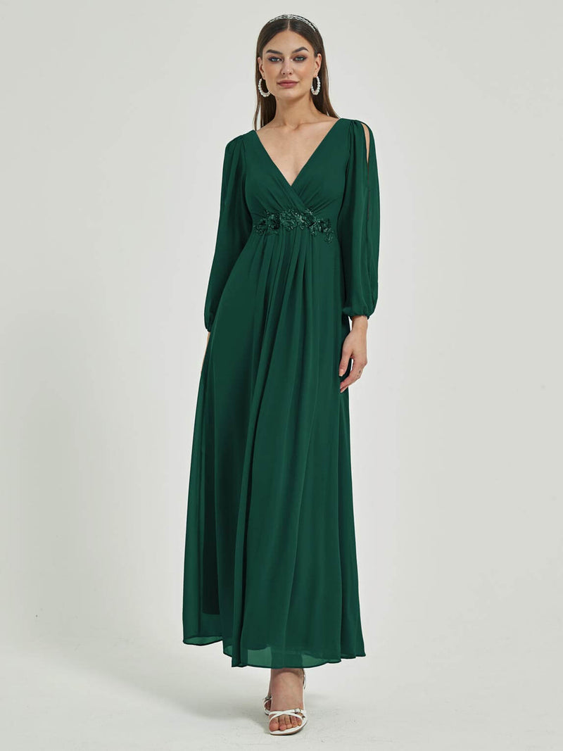 NZ Bridal Chiffon Emerald Green Flowy bridesmaid dresses 00461ep Liv c