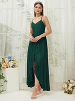 NZ Bridal Chiffon Emerald Green High Low Slit bridesmaid dresses 01691es Esme a