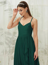 NZ Bridal Chiffon Emerald Green High Low Slit bridesmaid dresses 01691es Esme detail1