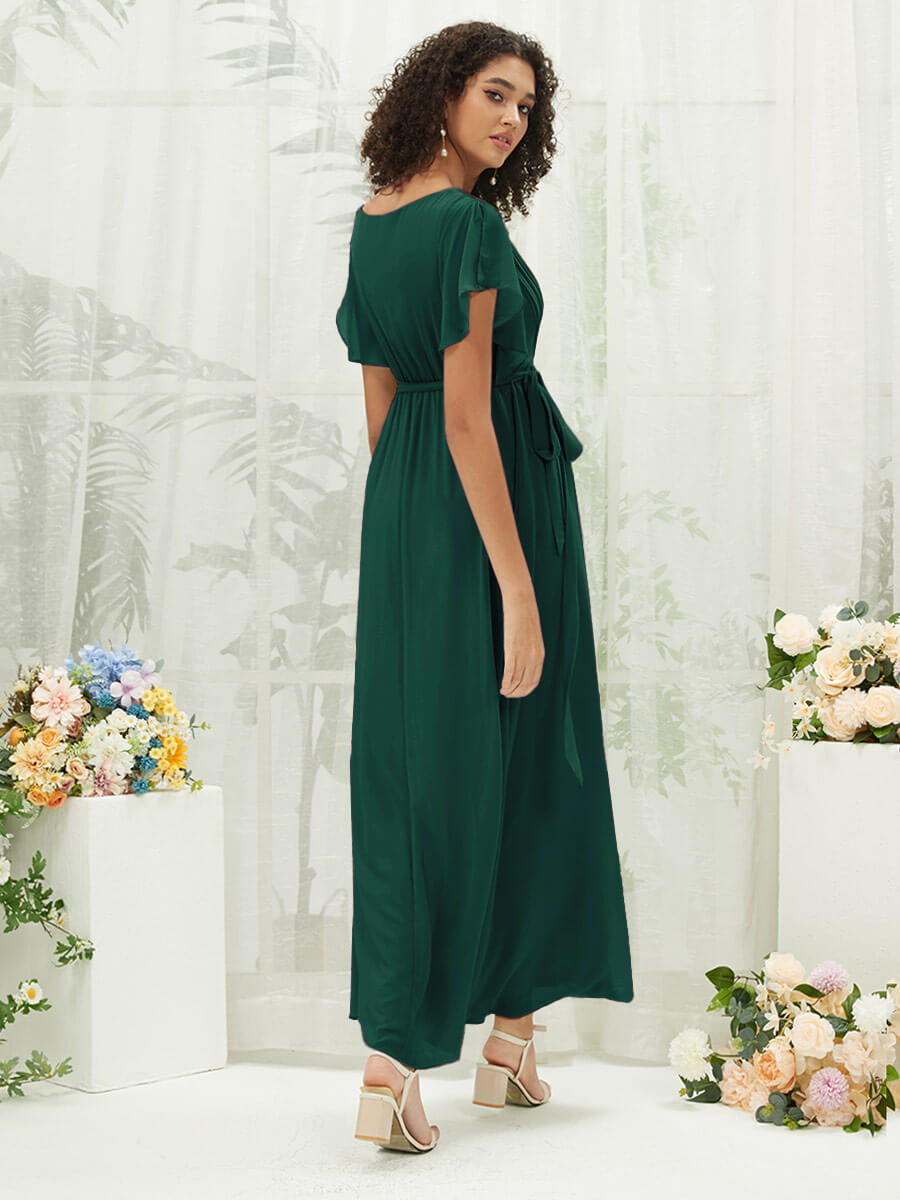 NZ Bridal Chiffon Emerald Green Maxi bridesmaid dresses 0164aEE Mila a