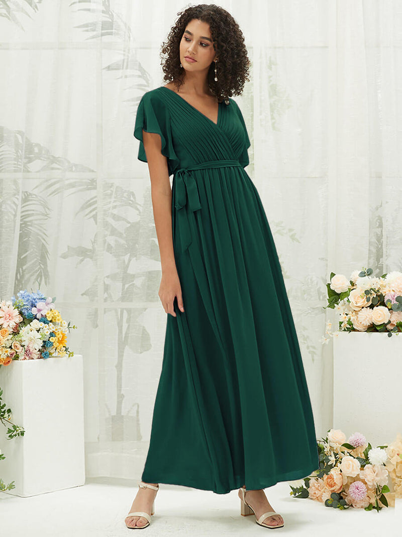 NZ Bridal Chiffon Emerald Green Maxi bridesmaid dresses 0164aEE Mila c