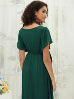 NZ Bridal Chiffon Emerald Green Maxi bridesmaid dresses 0164aEE Mila detail1