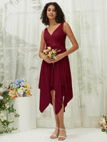 NZ Bridal Chiffon Lace Burgundy Midi Length bridesmaid dresses 00207ep Evie a