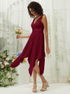 NZ Bridal Chiffon Lace Burgundy Midi Length bridesmaid dresses 00207ep Evie b