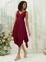 NZ Bridal Chiffon Lace Burgundy Midi Length bridesmaid dresses 00207ep Evie c