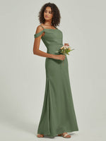 NZ Bridal Convertible Maxi Satin bridesmaid dresses R1102 Cora Olive Green c
