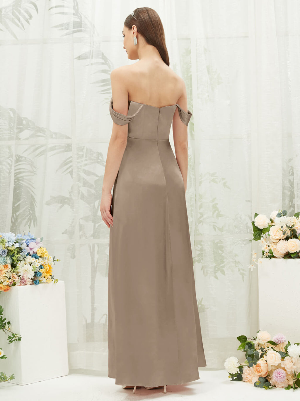 NZ Bridal Convertible Taupe Satin bridesmaid dresses BG30212 Mina a