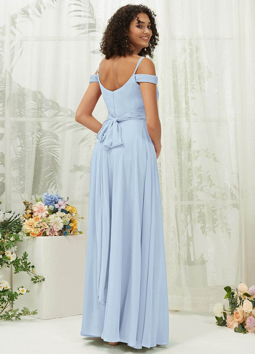 NZ Bridal Cornflower Blue Convertible Slit Chiffon Bridesmaid Dress TC0426 Heidi a