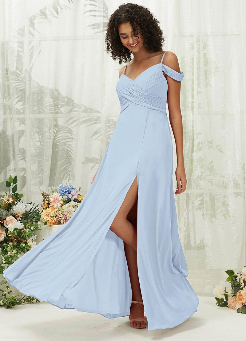 NZ Bridal Cornflower Blue Convertible Slit Chiffon Bridesmaid Dress TC0426 Heidi c