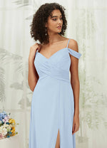 NZ Bridal Cornflower Blue Convertible Slit Chiffon Bridesmaid Dress TC0426 Heidi d