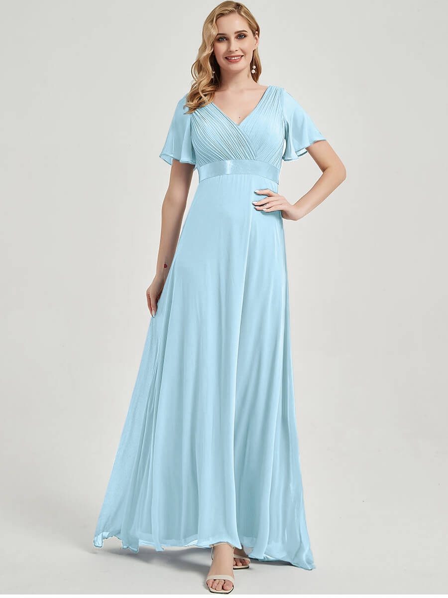 NZ Bridal Cornflower Blue Empire Chiffon Maxi bridesmaid dresses 09890ep Mei a