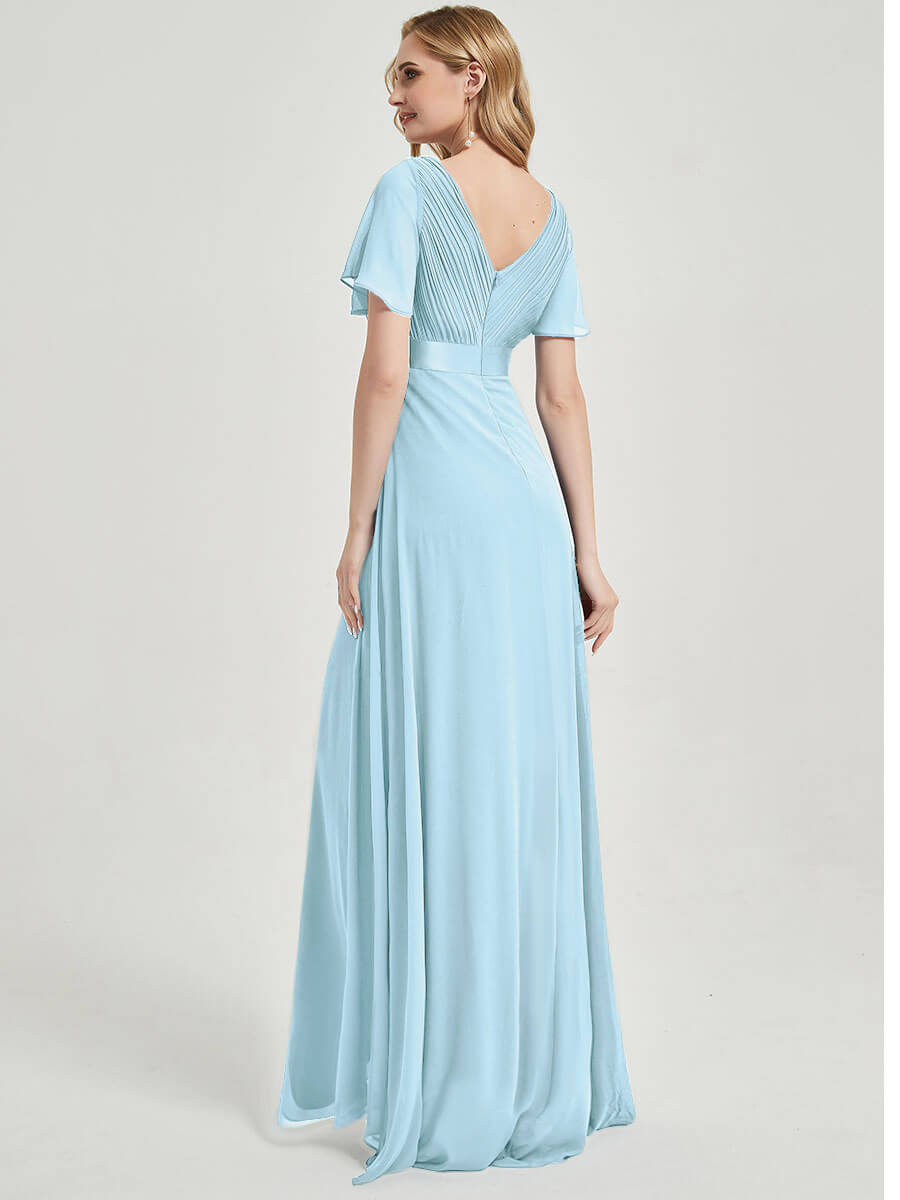 NZ Bridal Cornflower Blue Empire Chiffon Maxi bridesmaid dresses 09890ep Mei a