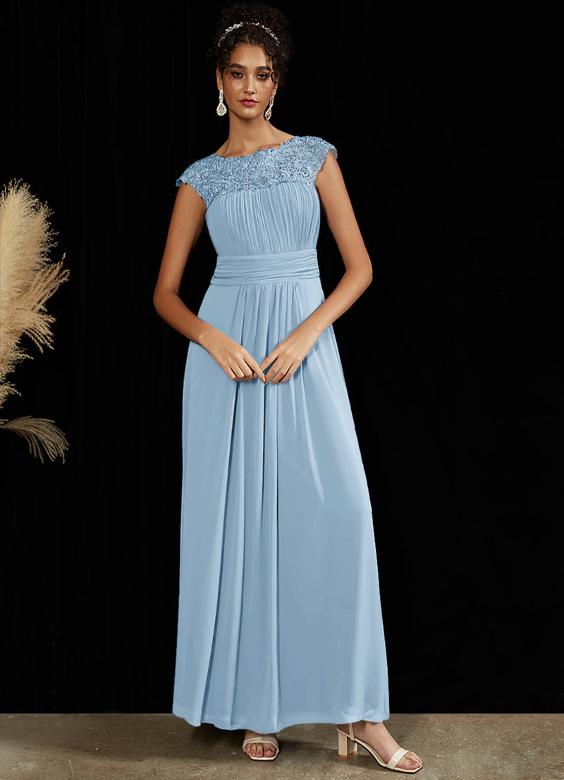NZ Bridal Cornflower Blue Lace Empire Chiffon Maxi bridesmaid dresses 09996ep Ryan a