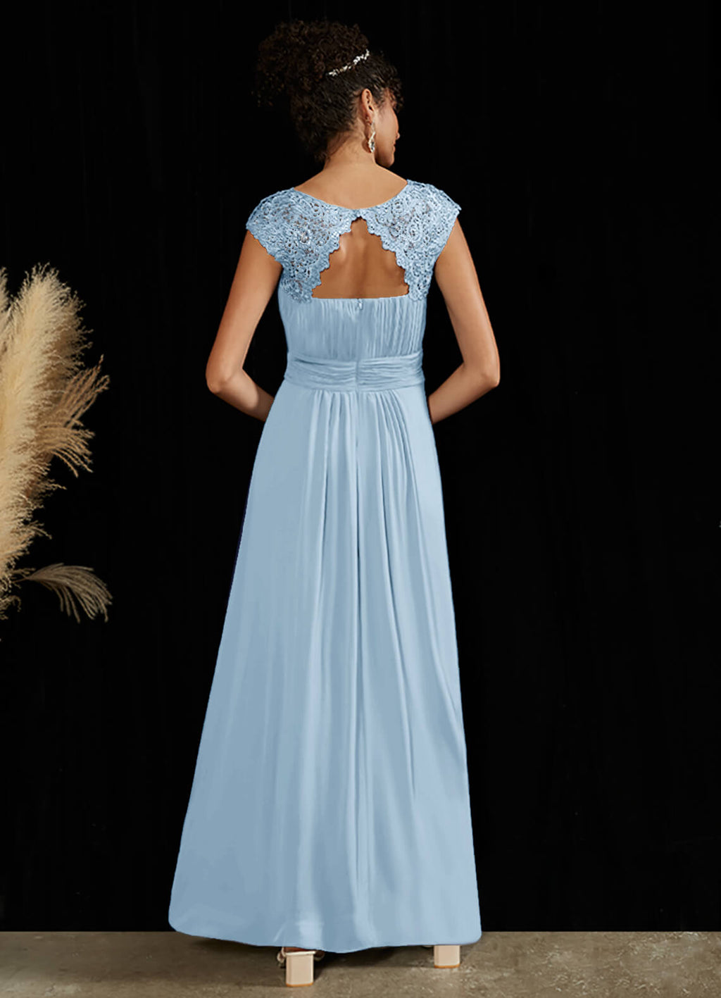 NZ Bridal Cornflower Blue Lace Empire Chiffon Maxi bridesmaid dresses 09996ep Ryan a