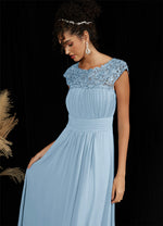 NZ Bridal Cornflower Blue Lace Empire Chiffon Maxi bridesmaid dresses 09996ep Ryan c